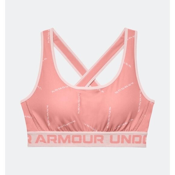 Under Armour Printed Crossback Pink Mid Impact Sports Bra Women's Size XL - Picture 1 of 8